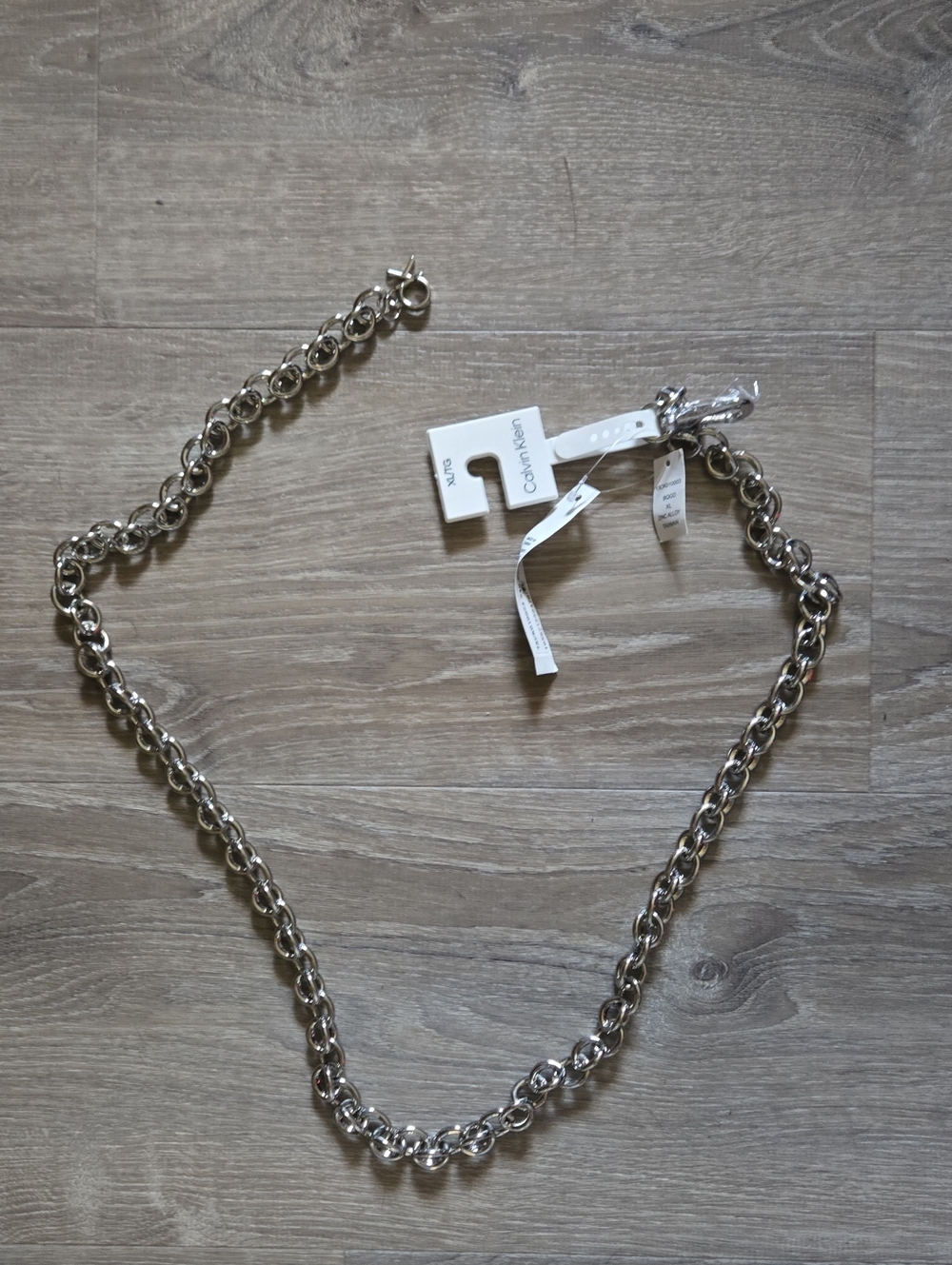 Calvin Klein Silver Tone Chain-Link Keychain